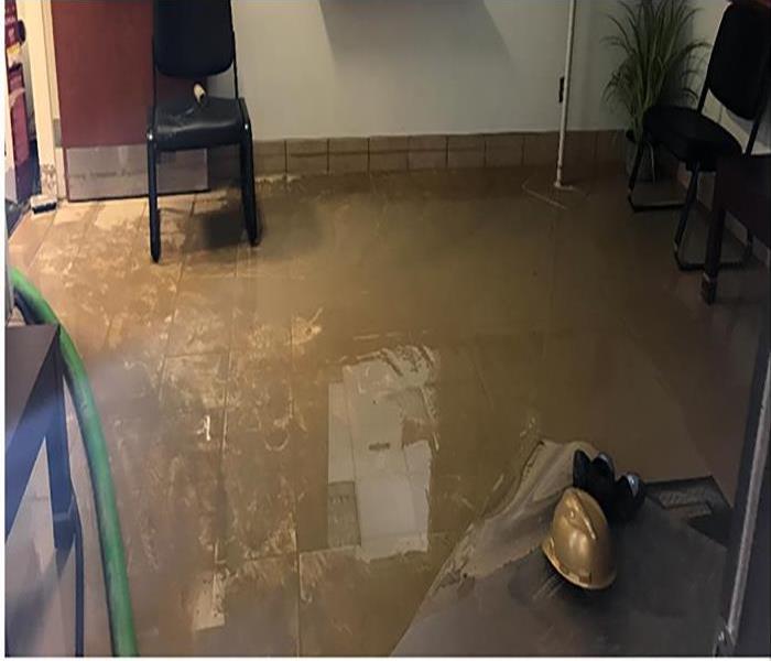 water covering floor in commercial property