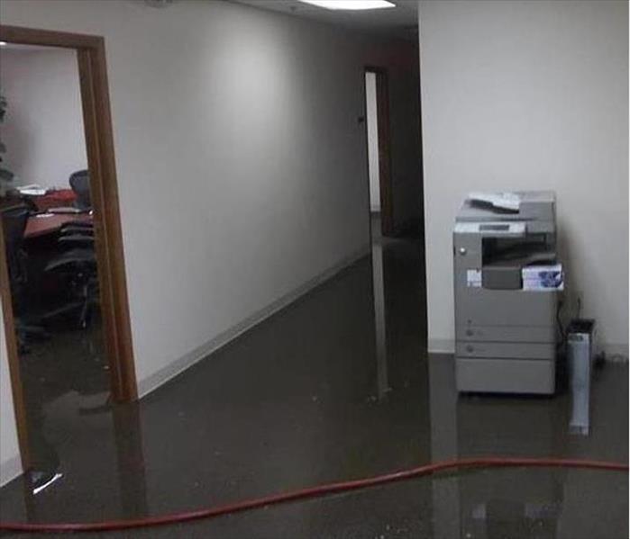 flooded water from a leak on the floor