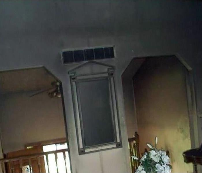 fire and soot damage in a home