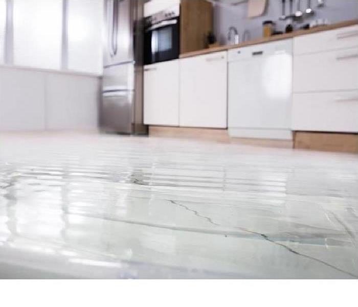 water pooling on kitchen floor